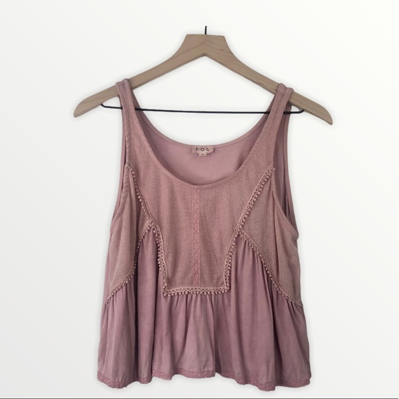 POL Tops - POL Mauve Pink Cropped Peasant Tank Top L